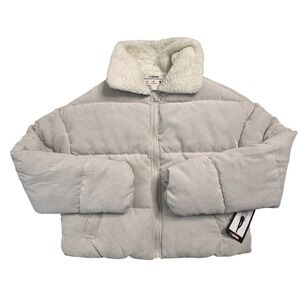 NWT Cisono Los Angeles Padded Corduroy Jacket Ecru Sherpa‎ Collar Size M